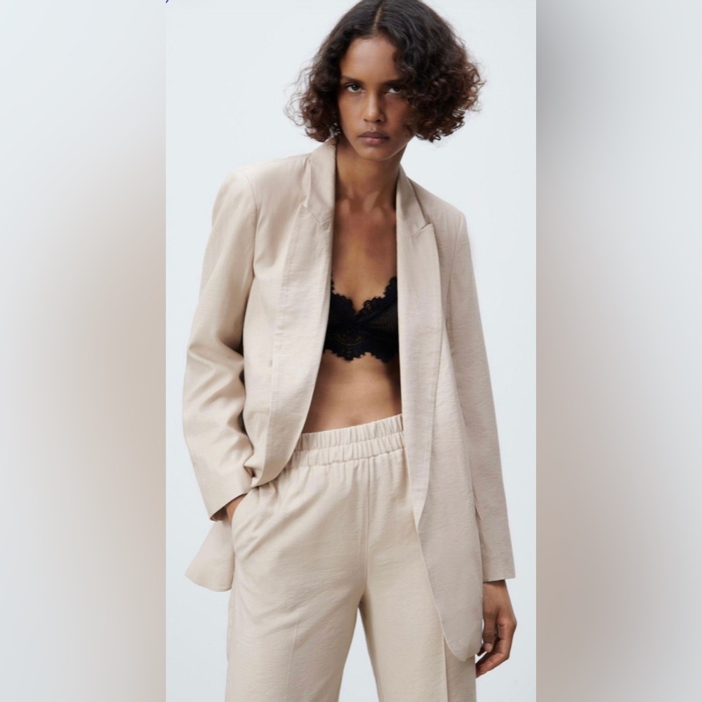 ZARA Satin Effect Blazer & Trousers Co-ord Set